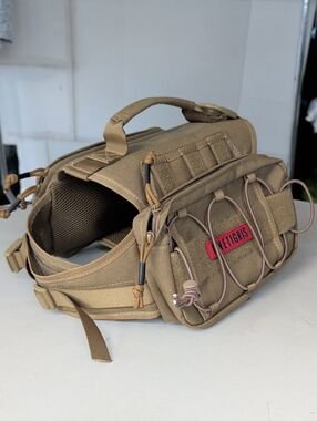 Onetigris Tactical Dog Harness Backpack Tan For Medium & Bigger Dogs Hiking